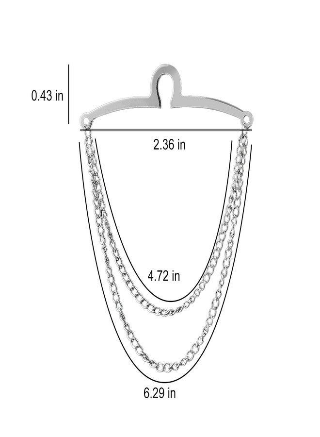 KGCGJVB 2Pcs Tie Chain for Men with Clasps Tacks Men's Accessories Suit Vest Neck Clips Stylish Chains and Clip Clasps for Ties Elegant Men's Tie Clips for Business Wedding and Formal Wear(Silver Gold) - Image 2